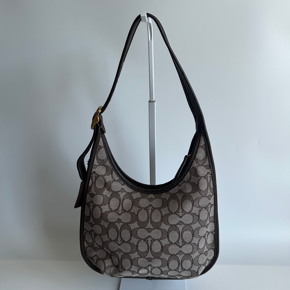 Coach Ergo Curve Zip Hobo Brown Signature Jacquard Shoulder Bag C2588